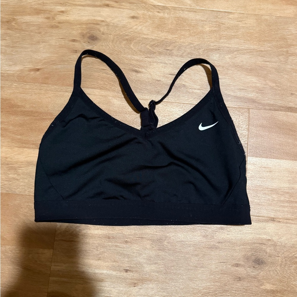 Nike Women's Black Sports Bra with White Logo